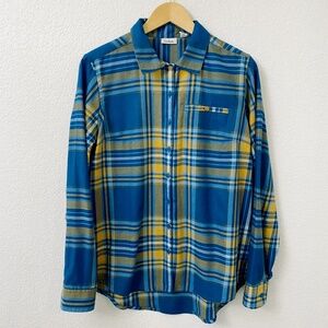 LL Bean Wool Blend Shirt Womens Medium Plaid Long Sleeve Button Down